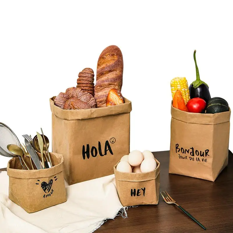 

Reusable Kraft Paper Bag Kraft Paper Shopping Bags For Grocery And Storage Reusable And Washable Paper Shopping Bags For