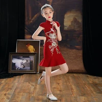 girls modified dress tang dress chinese style cheongsam skirt childrens chinese style runway show performance clothes