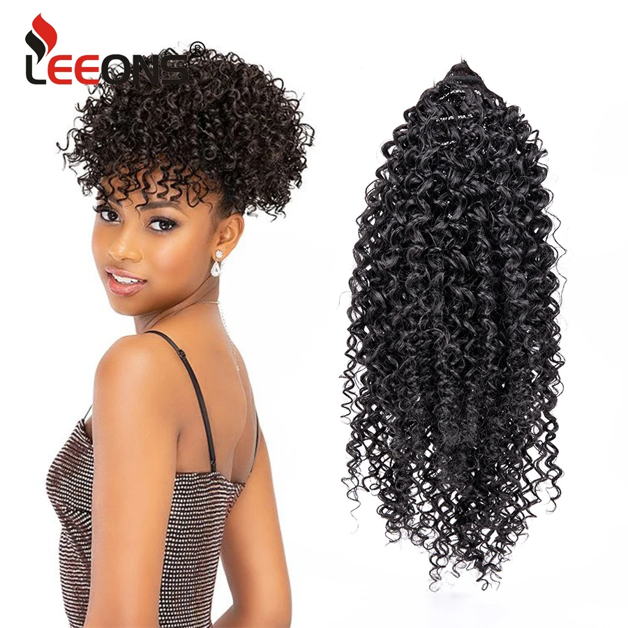 

Synthetic Women'S Kinky Curly Drawstring Ponytail For Women Curly Clip In Ponytail Extension Synthetic Hair Pieces Natural Black