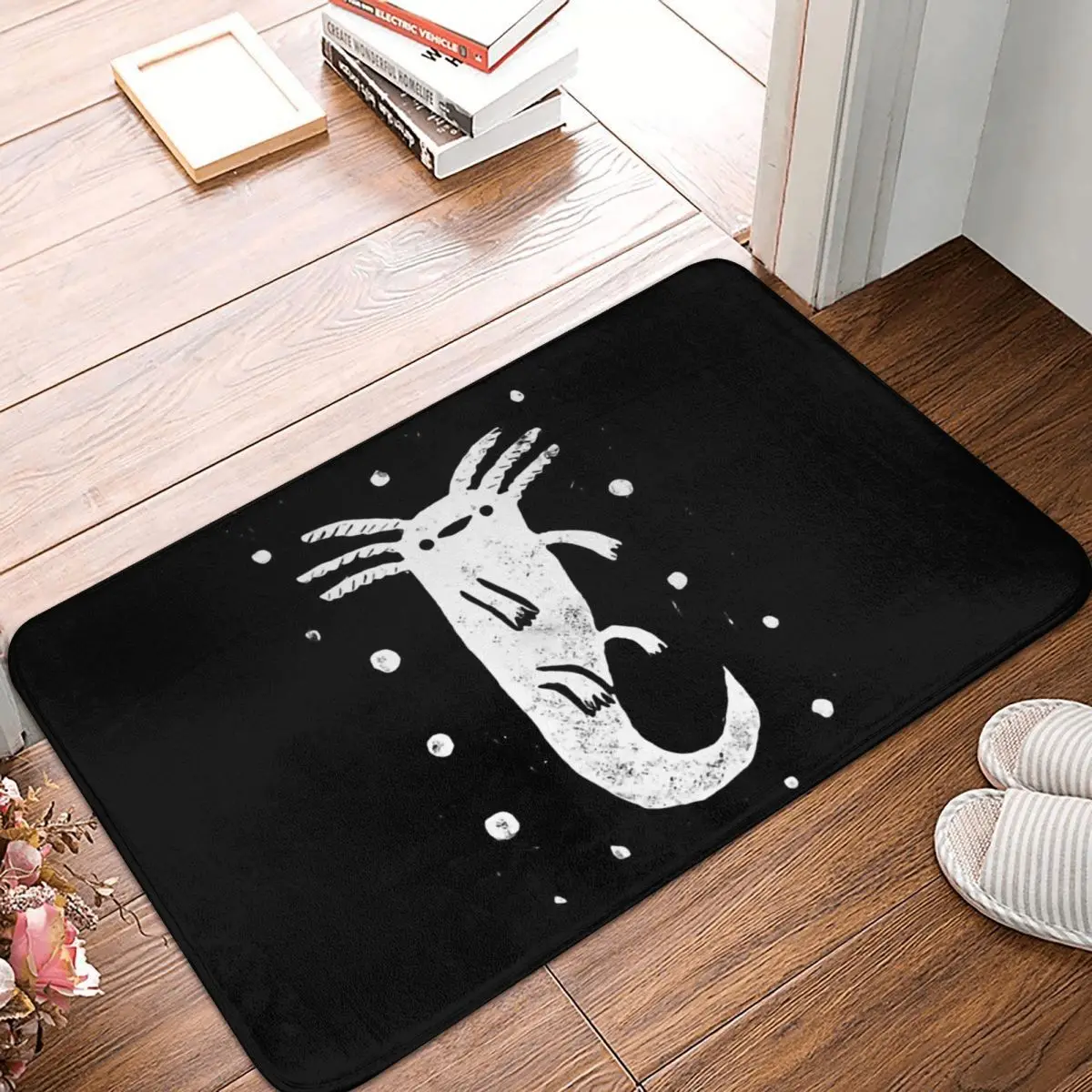 

Axolotl Lover Walking Fish Non-slip Doormat Black Print Bath Bedroom Mat Prayer Carpet Home Modern Decor