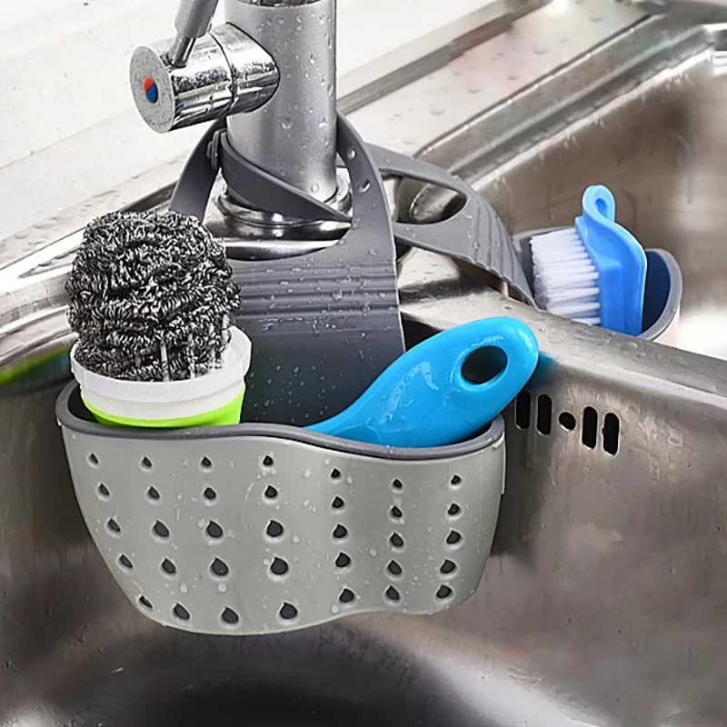 

2022 Drain Basket Kitchen Sink Holder Adjustable Soap Sponge Shlf Hanging Drain Basket Bag Kitchen Accessories Bathroom Gadgets