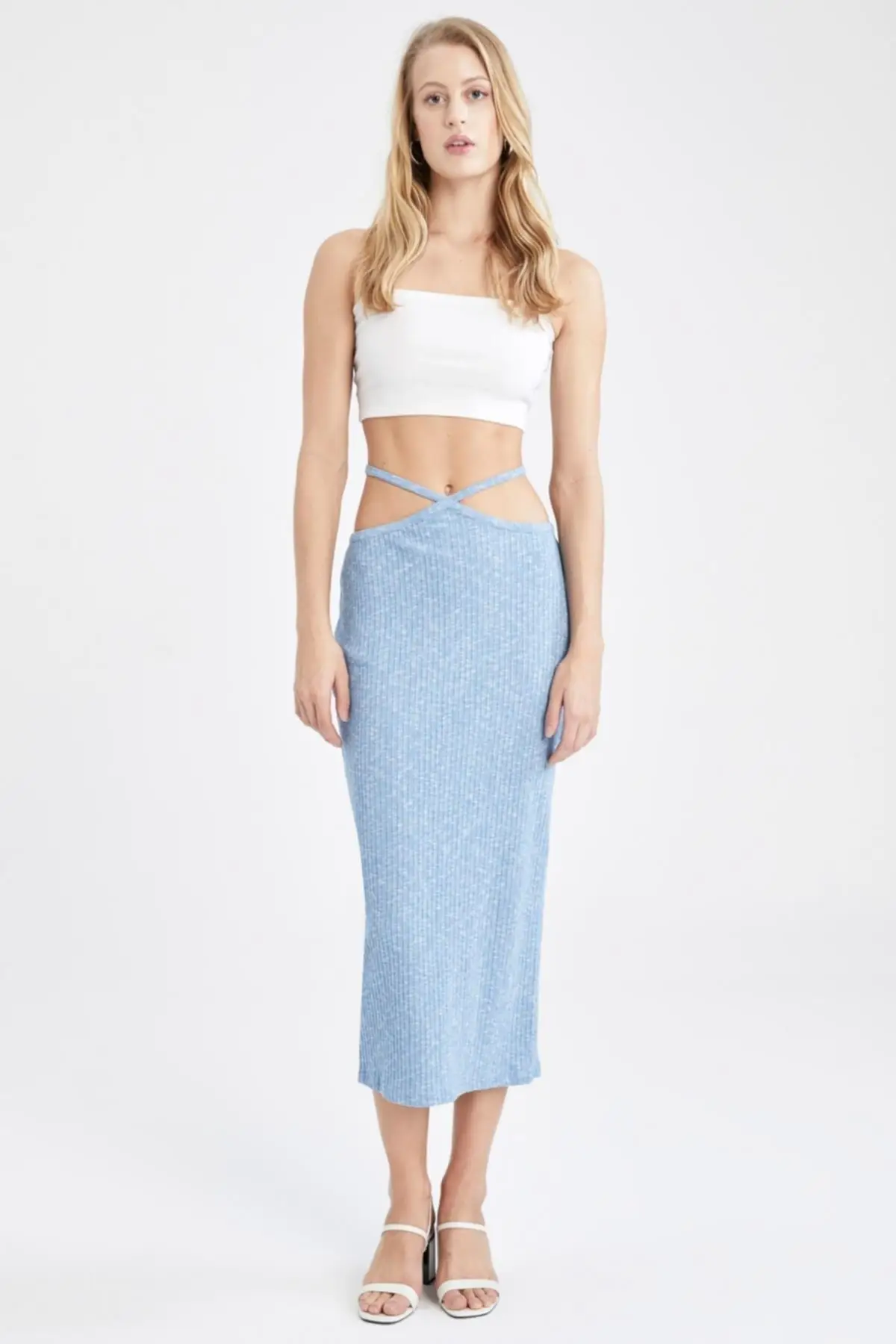 

Women's Skirt Fitted Cross Band Detail High Waist Midi Pencil Skirt Summer Fashion Casual Short Sleeve Elegant Skirt
