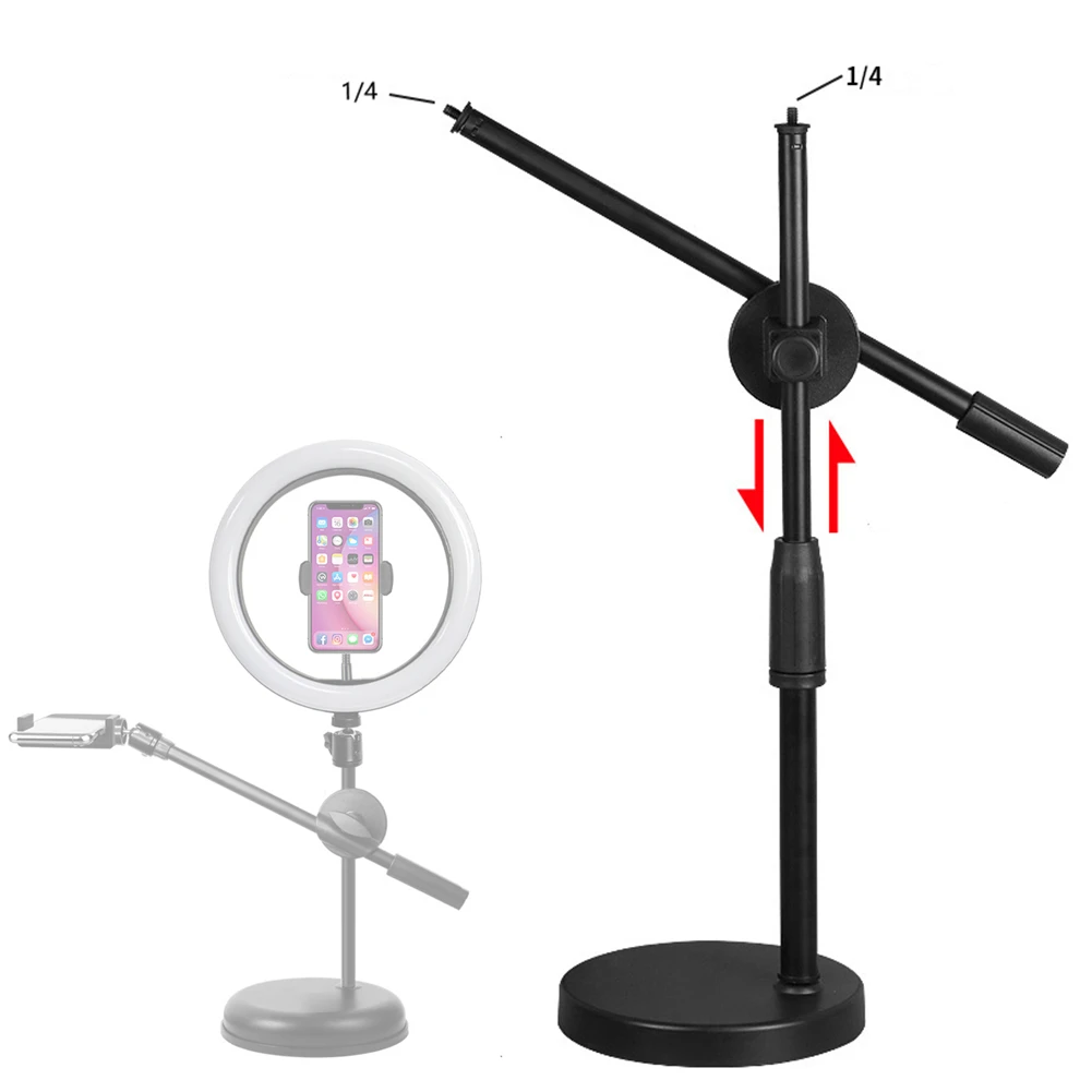 

Adjustable Height Desktop Microphone Stand Flash Light Lamp Tabletop Stand Tripods For Ring Light Mic Phone Holder