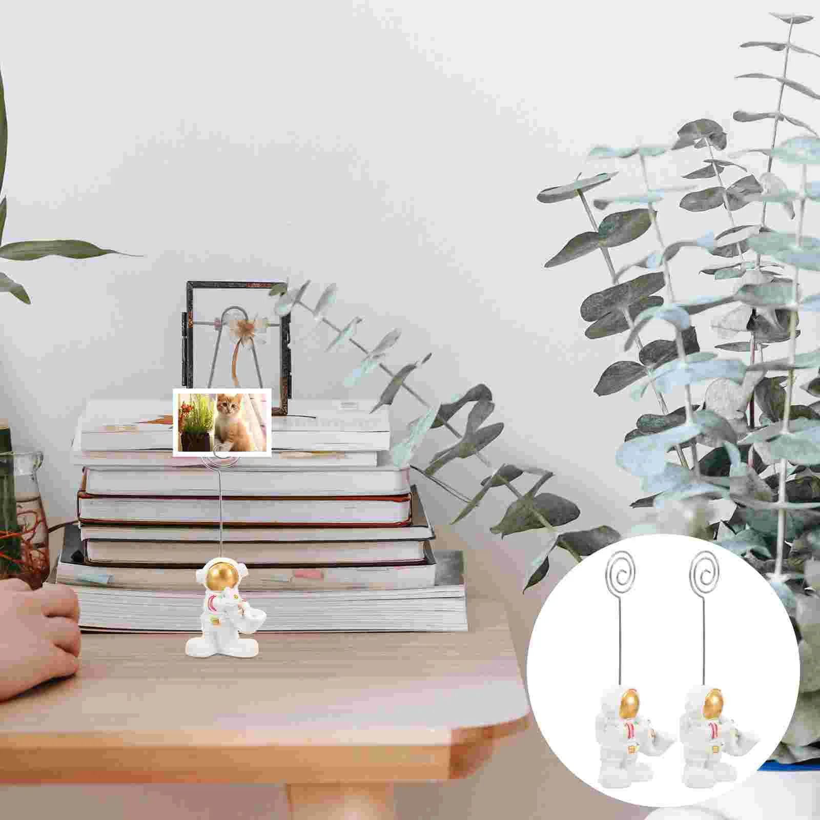 

2 Pcs Decor Picture Holder Business Card Delicate Memo Multi-function Message Clips Holders Resin Party Convenient