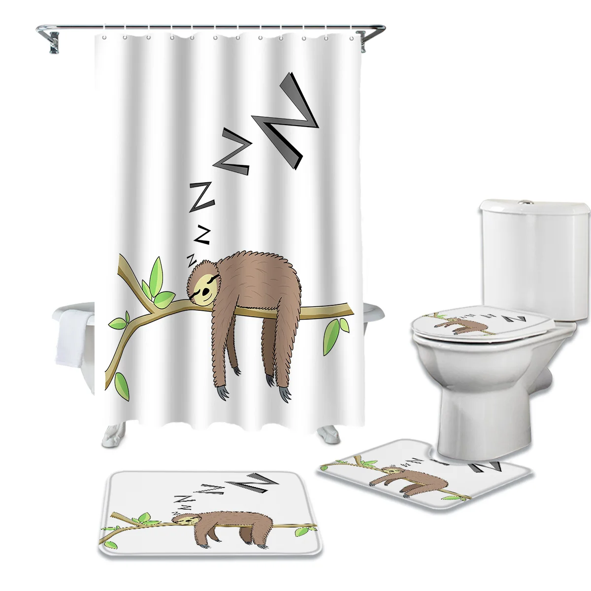 

Набор занавесок для душа с милыми животными ленивецами, ковер, крышка для унитаза, коврик для ванной комнаты, домашний