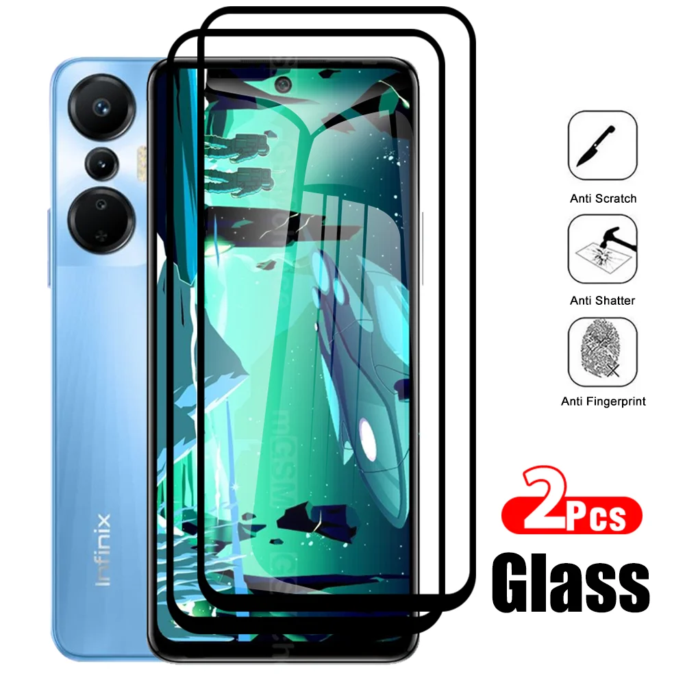 Закаленное стекло 9H с черными краями для Infinix Hot 20s 4G, защита для экрана для Hot 20 5G 20i Hot20 Hot20s Hot20i, прозрачная пленка для телефона, 2 шт.