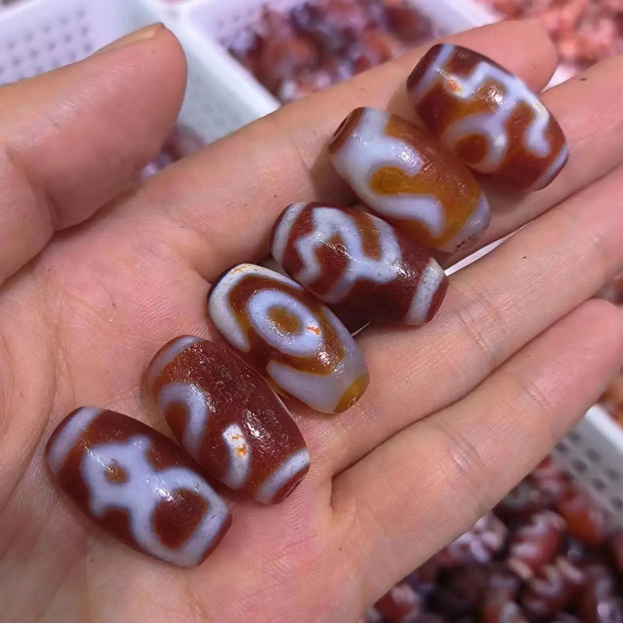 

1pcs/lot Natural multi-pattern old agate dzi red Weathering lines 25mm Accessories jewelry amulet archaic Handmade beads diy