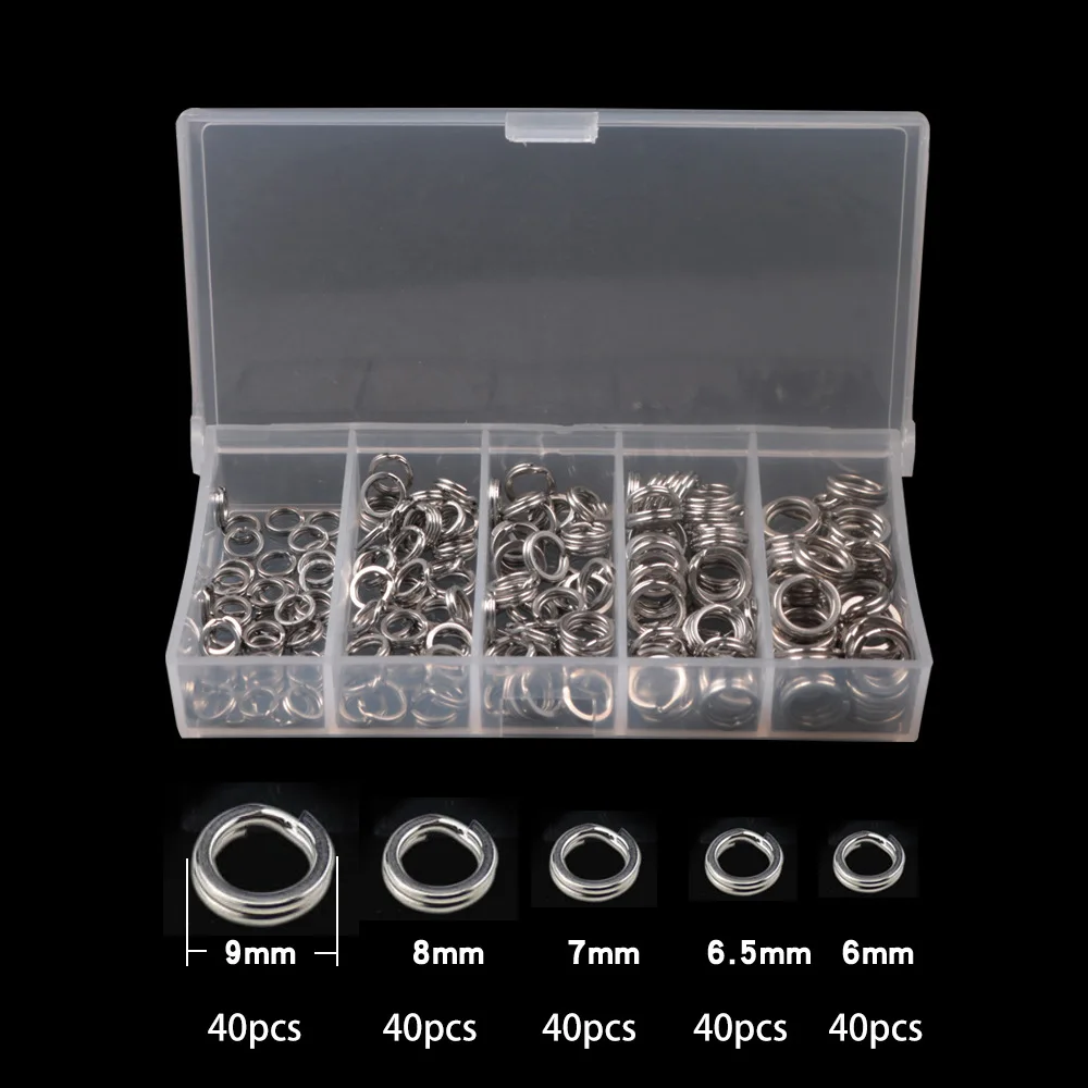 

200pcs Fishing Tackle Fishing Rings for Blank Lures Stainless Steel Split Ring Assorted Crankbait Hard Bait Fishing Accessoies
