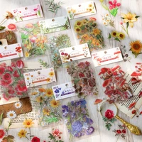 40pcsbag plant flower sticker handbook decorative natural series stationery sticker diy diary decor daisy mushroom label