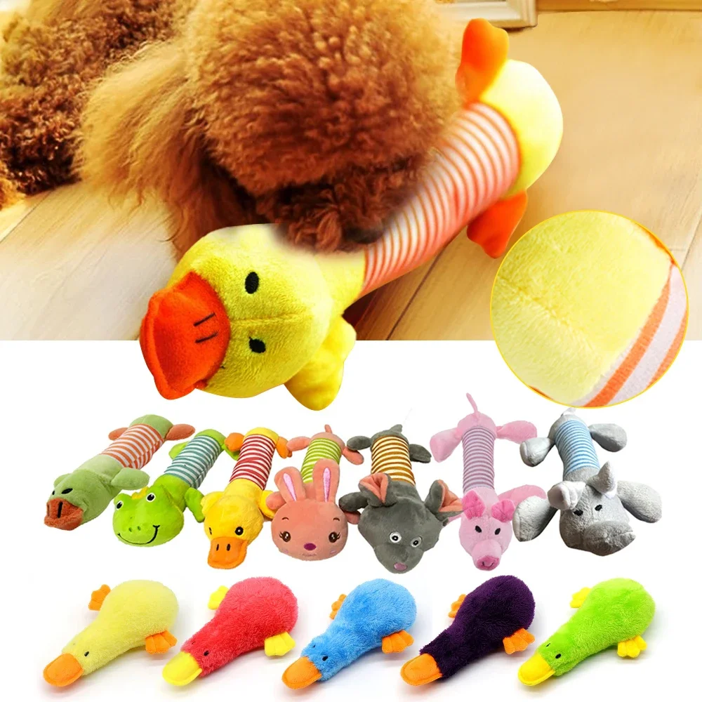 

Cute Pet Dog Cat Plush Animals Shape Squeak Sound Toys Funny Durable Chew Molar Bite Toy Suitable For All Pet Molar Training Toy