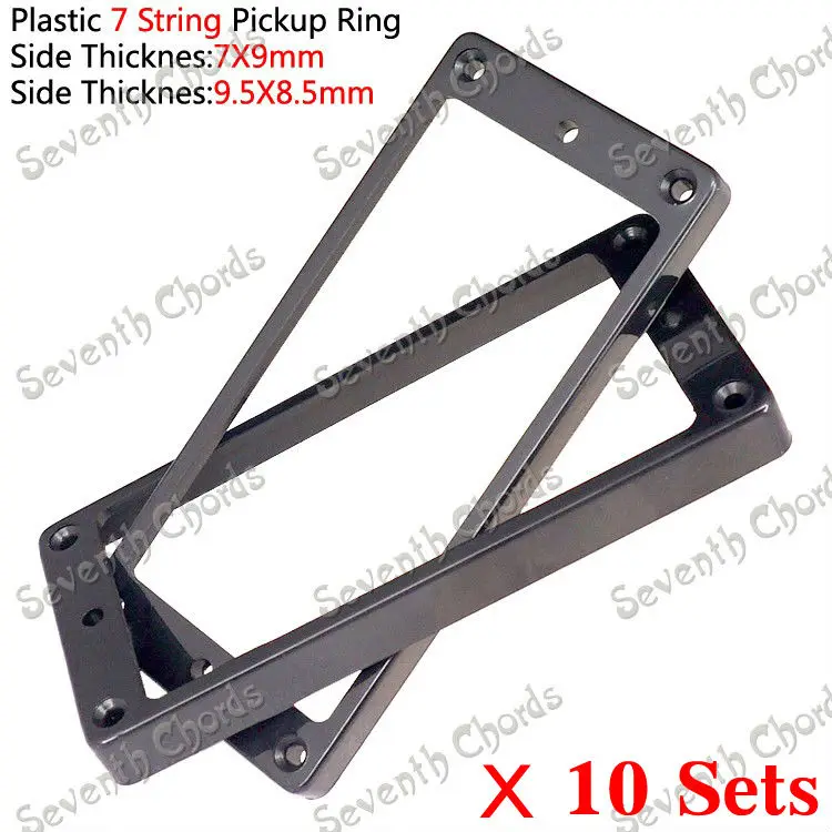 

10 Piars Plastic Slanted 7 String Electric Guitar Humbucker Pickup Ring - Black