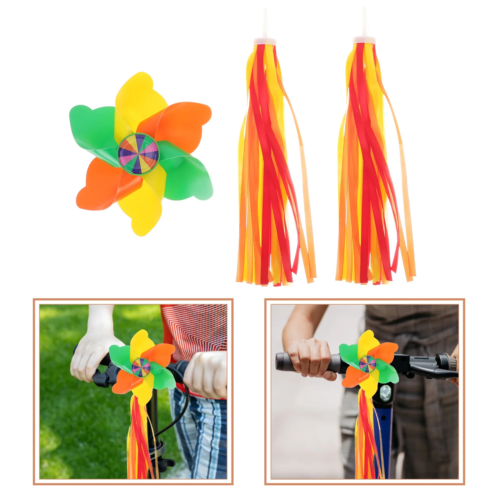 

Bike Streamers Tassels Handlebar Kids Pinwheel Scooter Ribbons Tassel Pad Grips Bar Pinwheels Grip Motorcycle Rainbow Wind