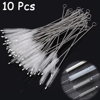 10pcs drinking straw small brush kit straw tube pipe cleaner nylon stainless steel long handle cleaning brushes for straws