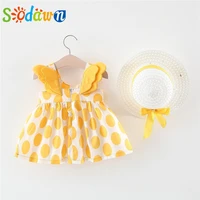sodawn summer toddler clothes baby girl clothes sleeveless polka dot pattern 3d wings decoration dress for infant