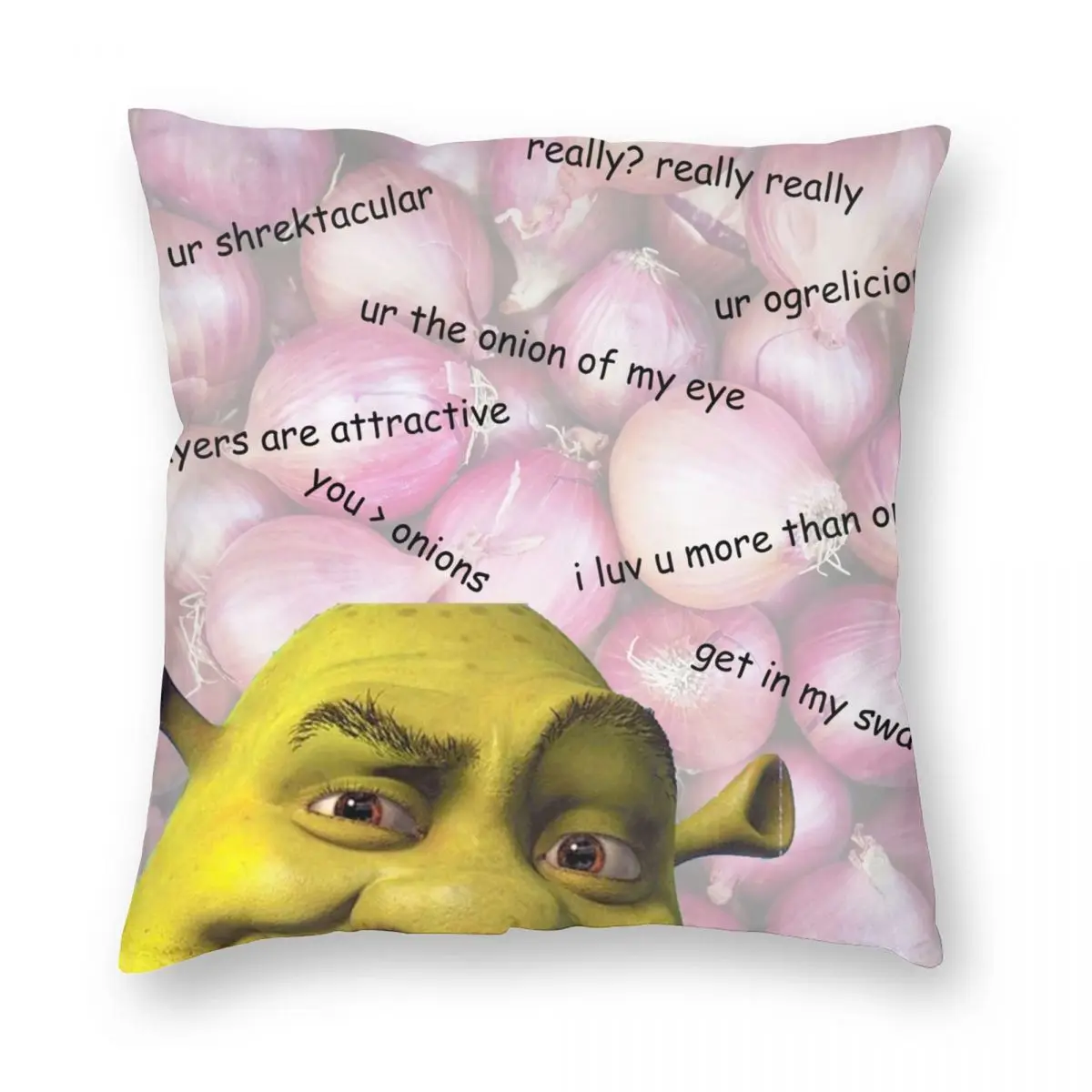 

Shrek Valentines Card Love Onions Pillowcase Printing Polyester Cushion Cover Decor Pillow Case Cover Bedroom 40X40cm