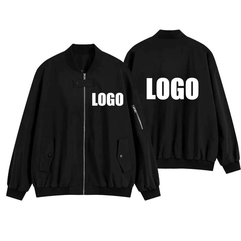 

Куртка мужская демисезонная с логотипом на заказ, модная повседневная однотонная Свободная куртка с воротником-стойкой, 2023