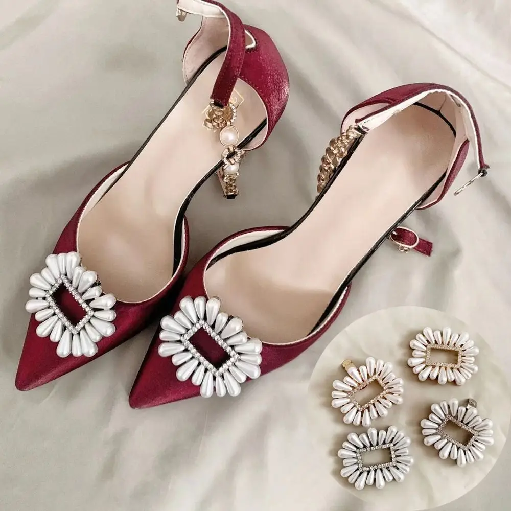 

Модные жемчужные зажимы для обуви на высоком каблуке, блестящие декоративные зажимы, Очаровательная Пряжка для туфель невесты, 2 шт.