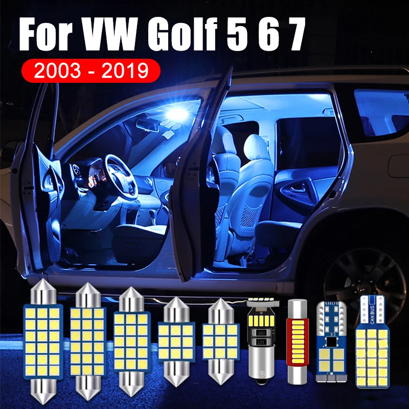 

12pcs 12V Car Interior LED Dome Reading Lamps Trunk Lights Pathway Lighting For Volkswagen VW Golf 5 6 7 MK5 MK6 MK7 2003-2019