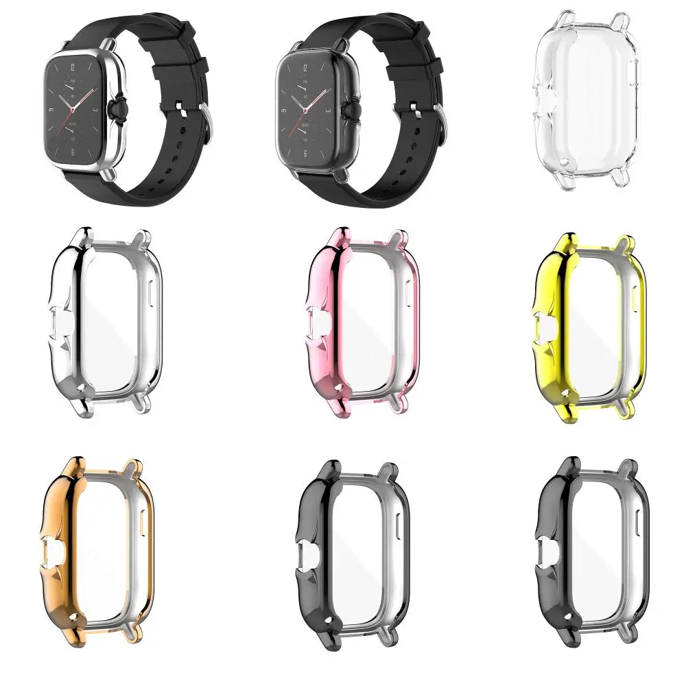 

For Huami Amazfit GTS 2 Watch Protective Case A1968 Electroplating TPU All-inclusive Anti-drop Rubber Sleeve Smart Accessories