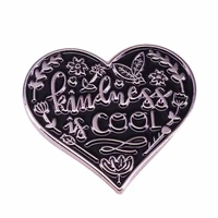 gorgeous kindness is cool heart brooch metal badge lapel pin jacket jeans fashion jewelry accessories gift