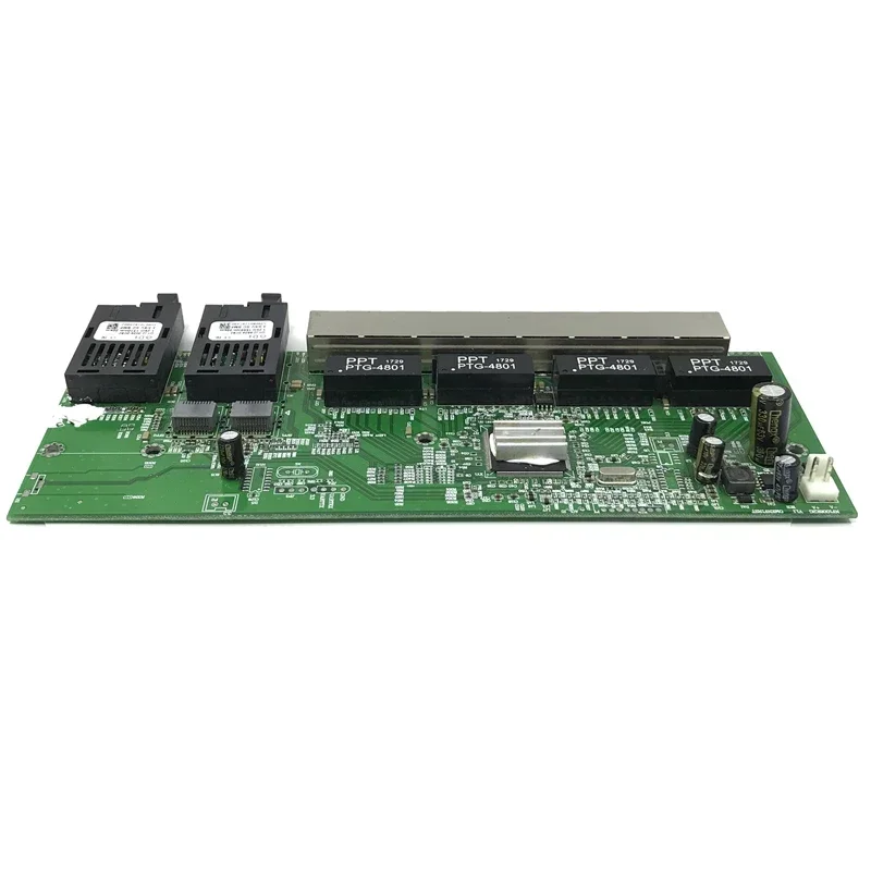 Reverse 10/100/1000M Gigabit Ethernet switch Fiber Optical Single Mode 8 RJ45 and 2 SC fiber Motherboard1.25G 20KM