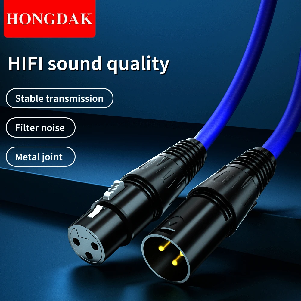 HONGDAK-Cable de Karaoke para amplificador, conector de Cable de cañón de sonido, extensión XLR, Cable Mikrofon para mezclador de Audio, Cable Karon