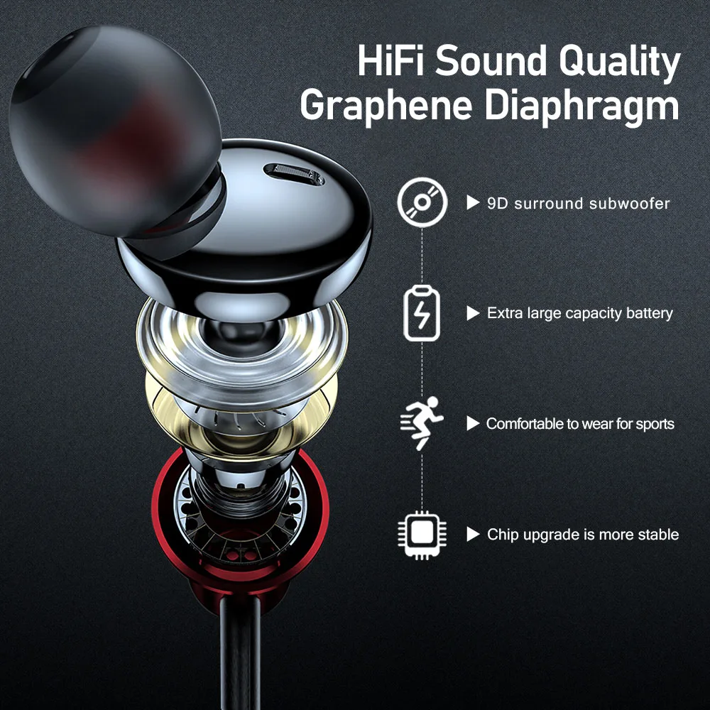 Беспроводные наушники с шейным ободом Bluetooth-наушники микрофоном Спортивная