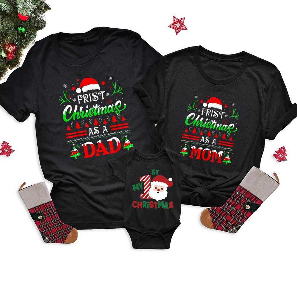 

First Christmas Family Shirts Cloth First Christmas As Dad/ Mom Baby 1st Xmas Family Look Holiday Match Tshirts Xmas Gift