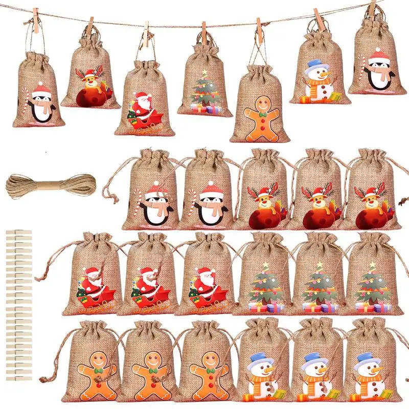 

Advent Calendar Gift Bag Set 24pcs/set DIY Christmas Advent Calendar Santa Claus Christmas Doll Merry Christmas Navidad kid Gift