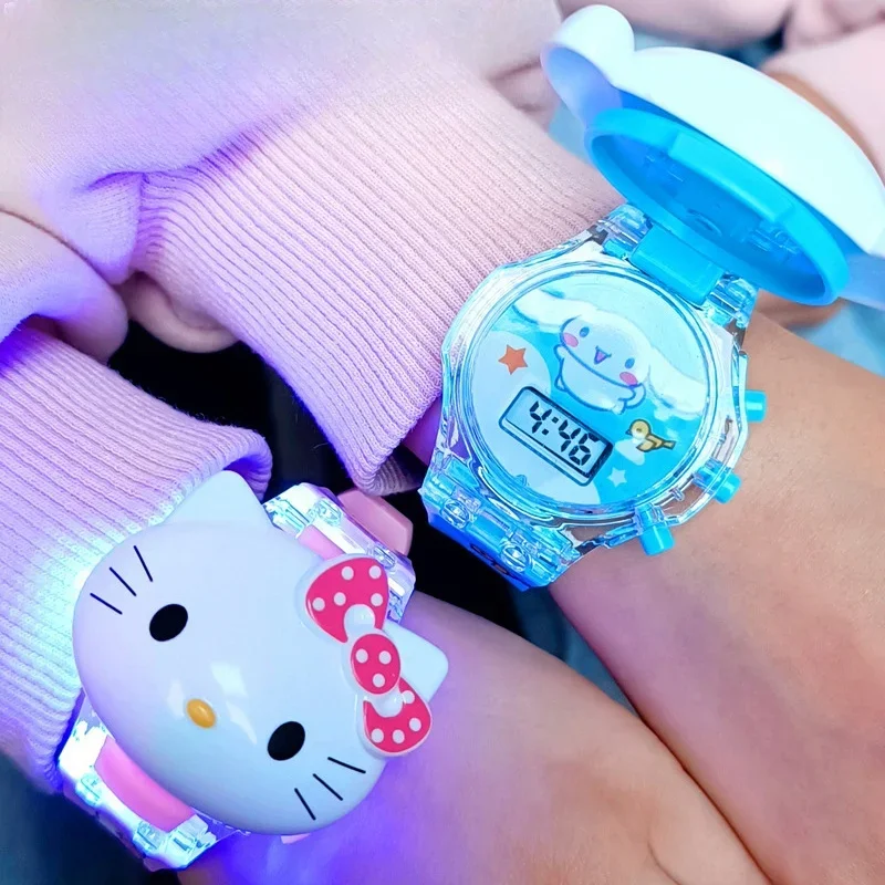 Милые часы Sanrio Kuromi музыкальный силиконовый ремешок Hello Kitty детские наручные My Melody