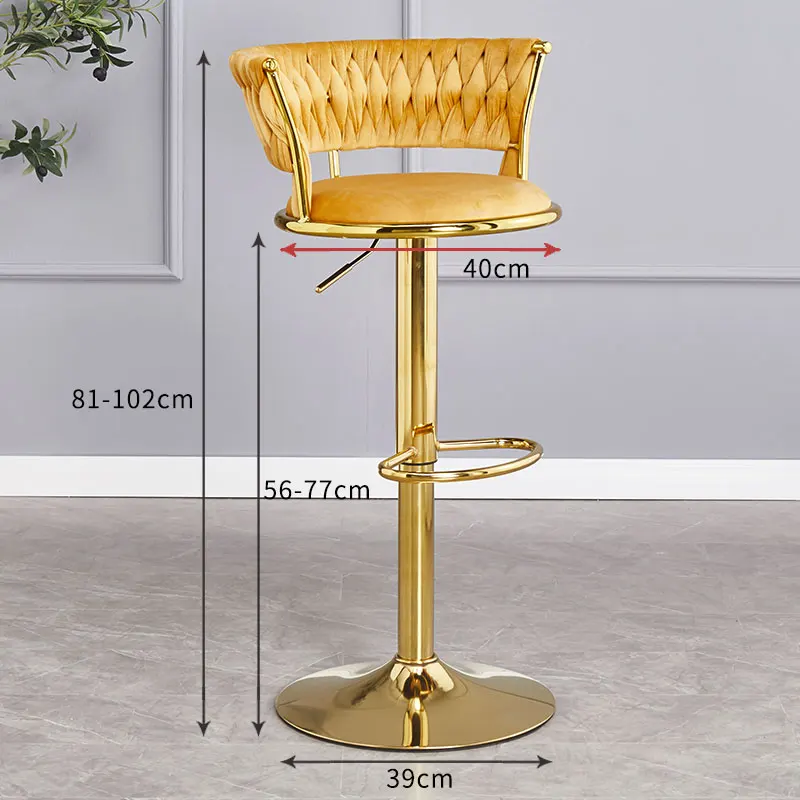

High Back Golden Bar Stool Lift Swivel Reinforce Modern Counter Dining Chair Lounge Nordic Sillas Para Bar Household Goods