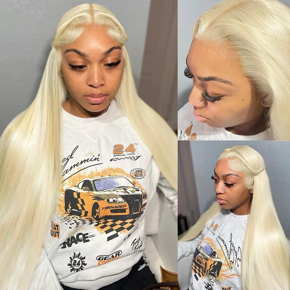 Парик фронтальный на сетке 16-24 дюйма 613 Бразильский парик блонд Прямой полный 13x4