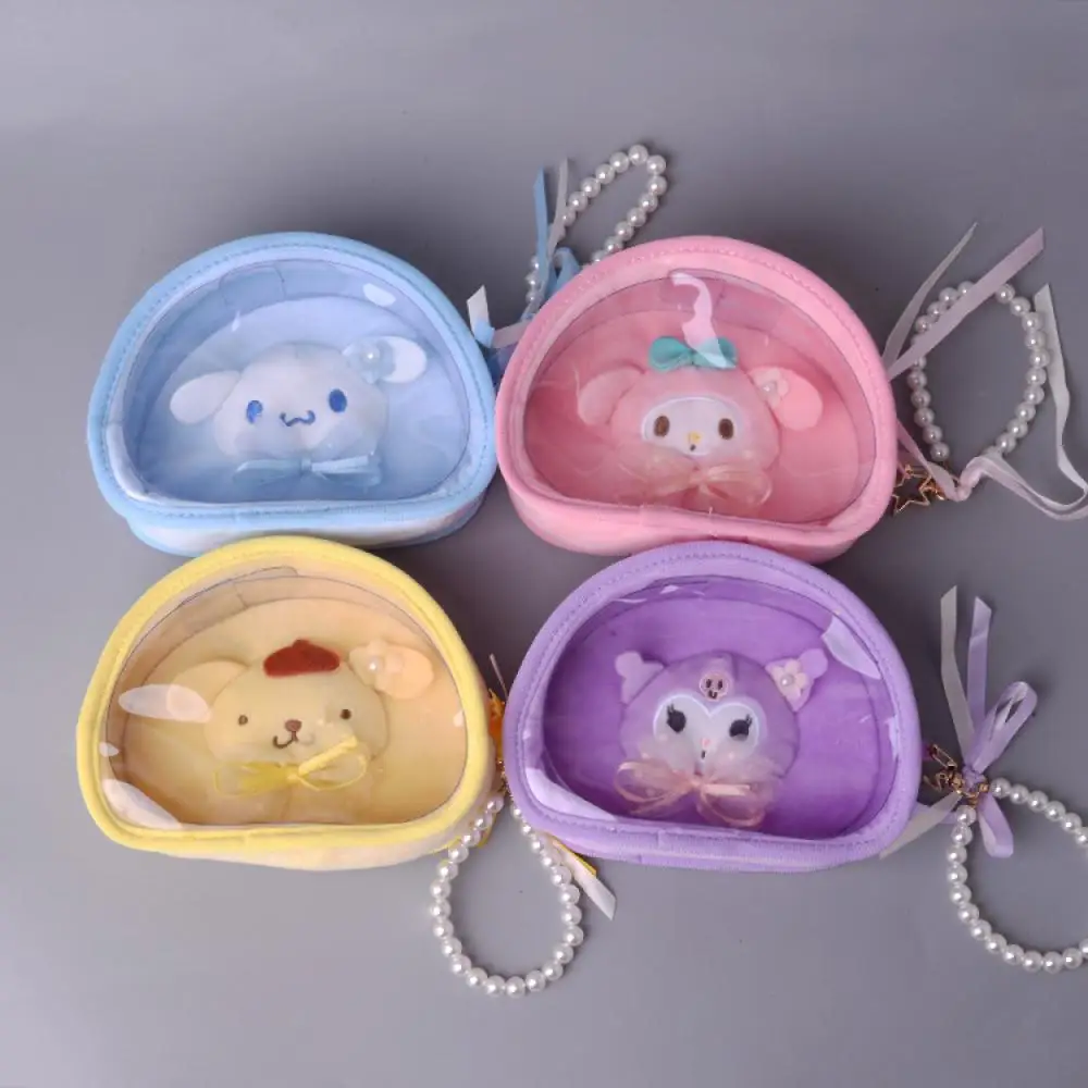 

Kawaii Cinnamoroll 12Cm Hello Kt Sanrio Plush Dolls Plush Bag Jelly Purin Makeup Storage Melody Gifts for Girls Childrens