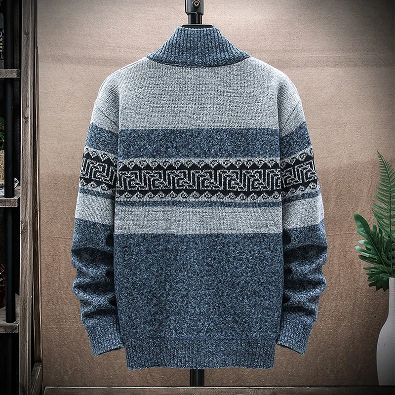 

Granddad Collar Top Mens Up Thermal Cardigan Jumper Fleece Coat Zip Stand Sweater Winter Cloths Men's Knitted Knit Lined Jackets