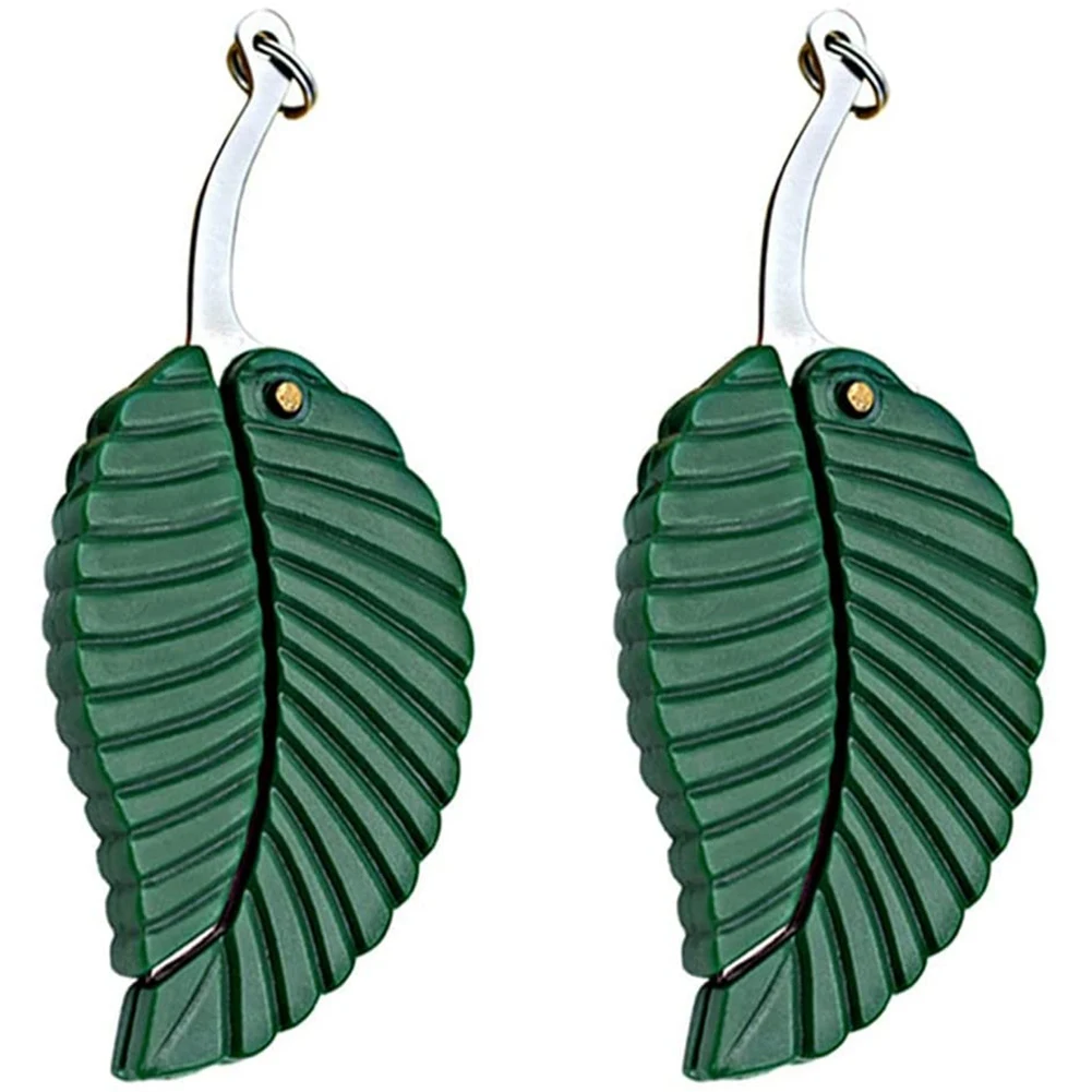 

2 Pack Mini Green Leaf Keychain Outdoor Creative Key Accessories Folding Pocket Chain