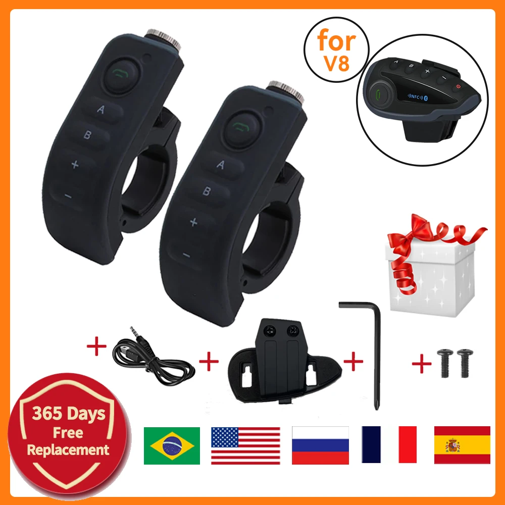 

V8 Intercom Headset Handle Bar Handlebar Remote Contro for Vnetphone V8 Motorcycle Helmet Intercom with Clips Metal Bracket Gift