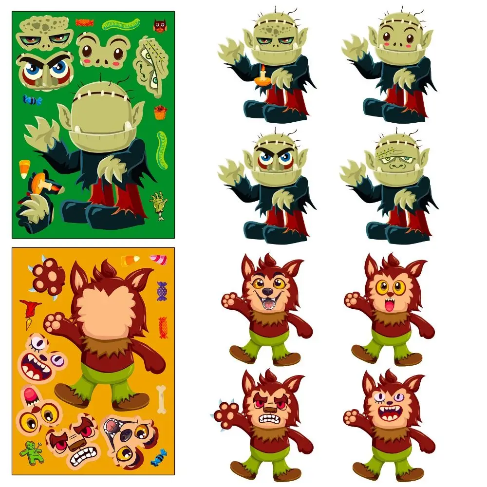 

Decorative Sticker Halloween Face Change Sticker Puzzle Toy Make Your Own Devil Halloween Make a Face Sticker Dress Up