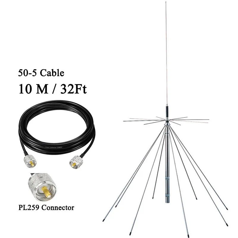 25MHz–1300MHz Tram 1411 Scanner VHF UHF Super Discone Base Antenna Plus CB Transmit Bands Silver SL-16 SO239 connector