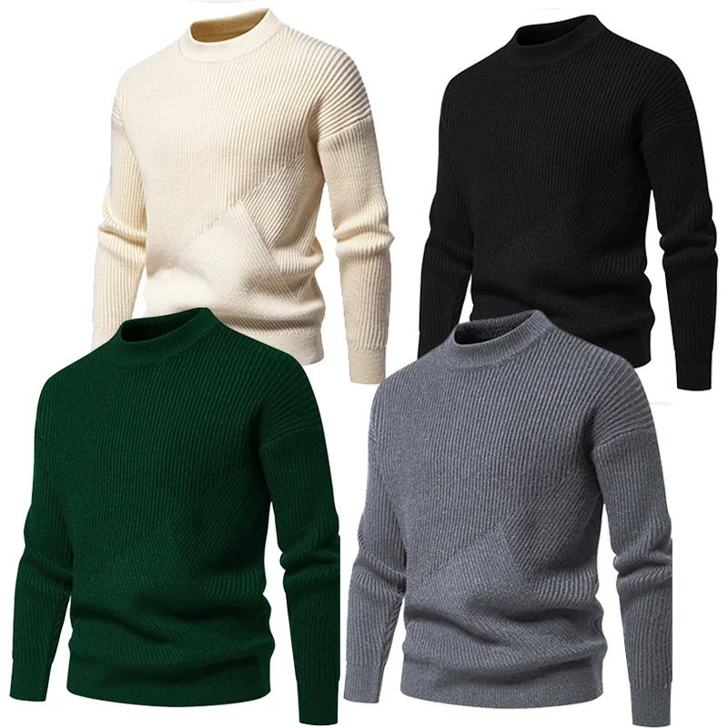 Новый мужской однотонный саржевый свитер = повседневная модная одежда с удобным