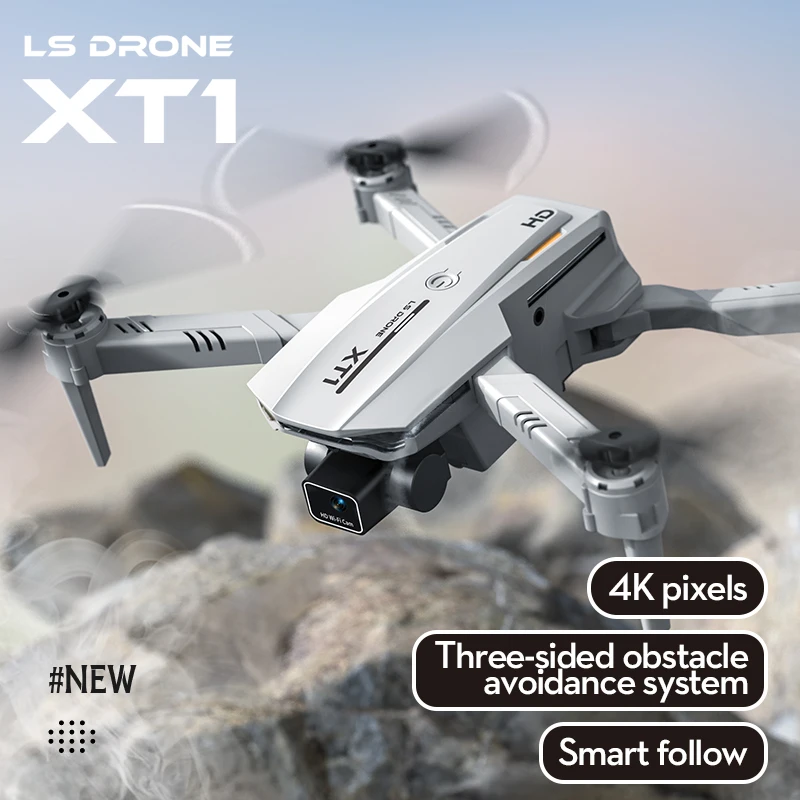 

LSRC XT1 трехсторонний Дрон для аэрофотосъемки препятствий HD 4K с двумя объективами FPV Wi-Fi складной радиоуправляемый самолет игрушка
