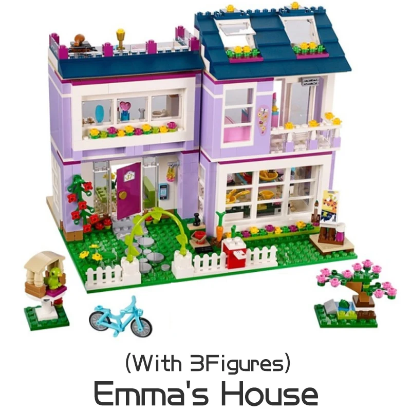 

737pcs Friends Series Emma House Building Blocks Stephanie House Villa Emma Mia Figures Bricks Toys For Girls Gifts 41095 41314