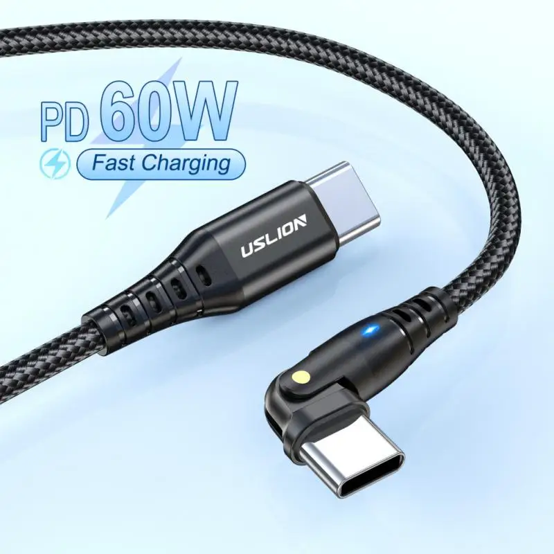 

60w Usb-c To Type C Cable Rotating Fast Charging Mobile Phone Charger 3a Fast Charging Wire Phone Accessories Aluminum