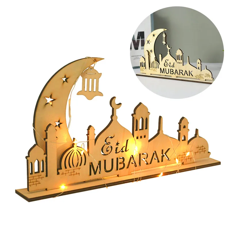 

Wooden Eid Mubark Ornament 2023 Ramadan Table Decoration For Home Islamic Muslim Festival Party Favor Decor Supplies EID Gifts