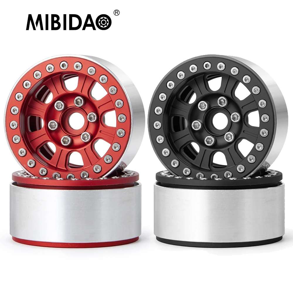 

MIBIDAO Aluminum Alloy 1.9inch 27mm Beadlock Wheels Rims Hubs for TRX4 Axial SCX10 D90 1/10 RC Crawler Car Model Parts