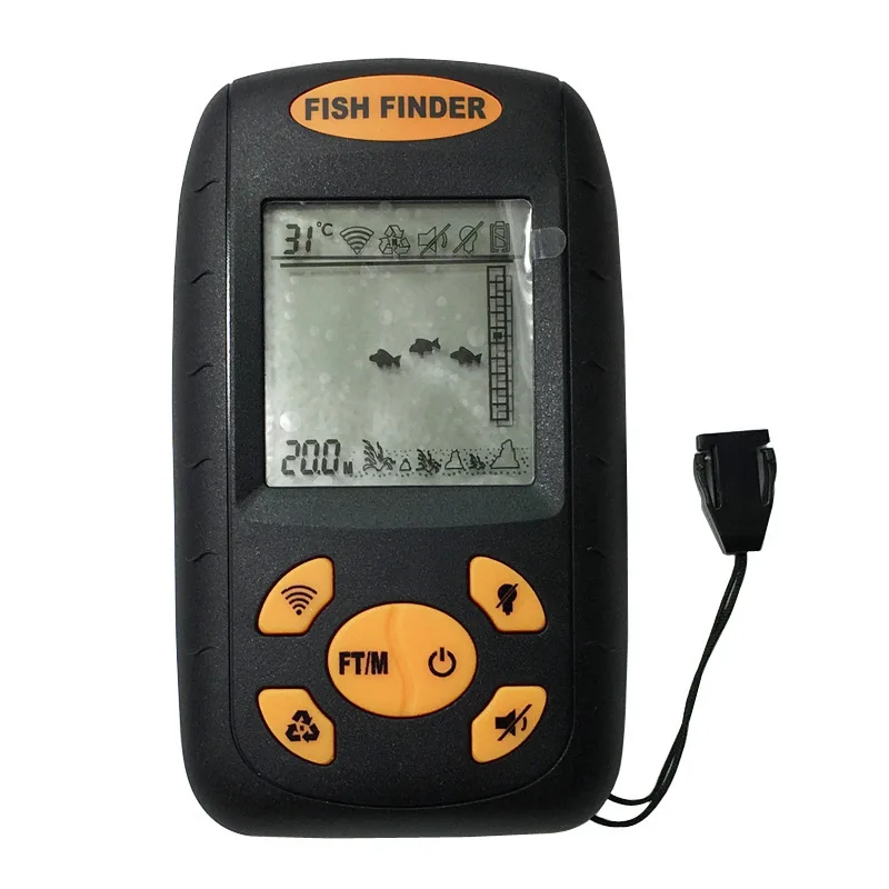 Portable Fish Finder Handheld Sonar Sensor Transducer Ice Fishing Gear LCD Display Ultrasonic Wired Fish Depth Finder