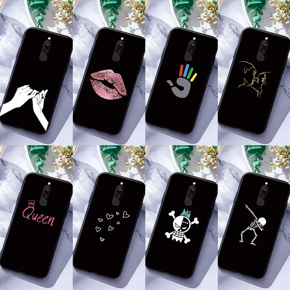 

For Xiaomi Redmi 8A 9A 9C 9T 10A 10C Note 8 9 10 11 Pro 9S 10S Silicone Phone Case Cover Black background