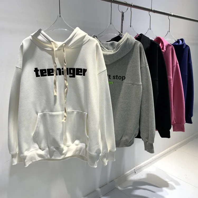 

high quality long-sleeve FLEECE long hoodies Women oversized sweatshirt Fashion loose casual Streetwear women clothing winter