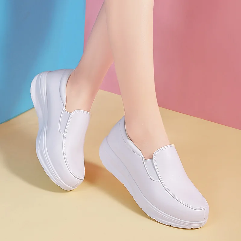

Spring Autumn Women's Shoes Nurse Work Shoes Women's Wedges Shoes Female Platform Increase Height Sneakers