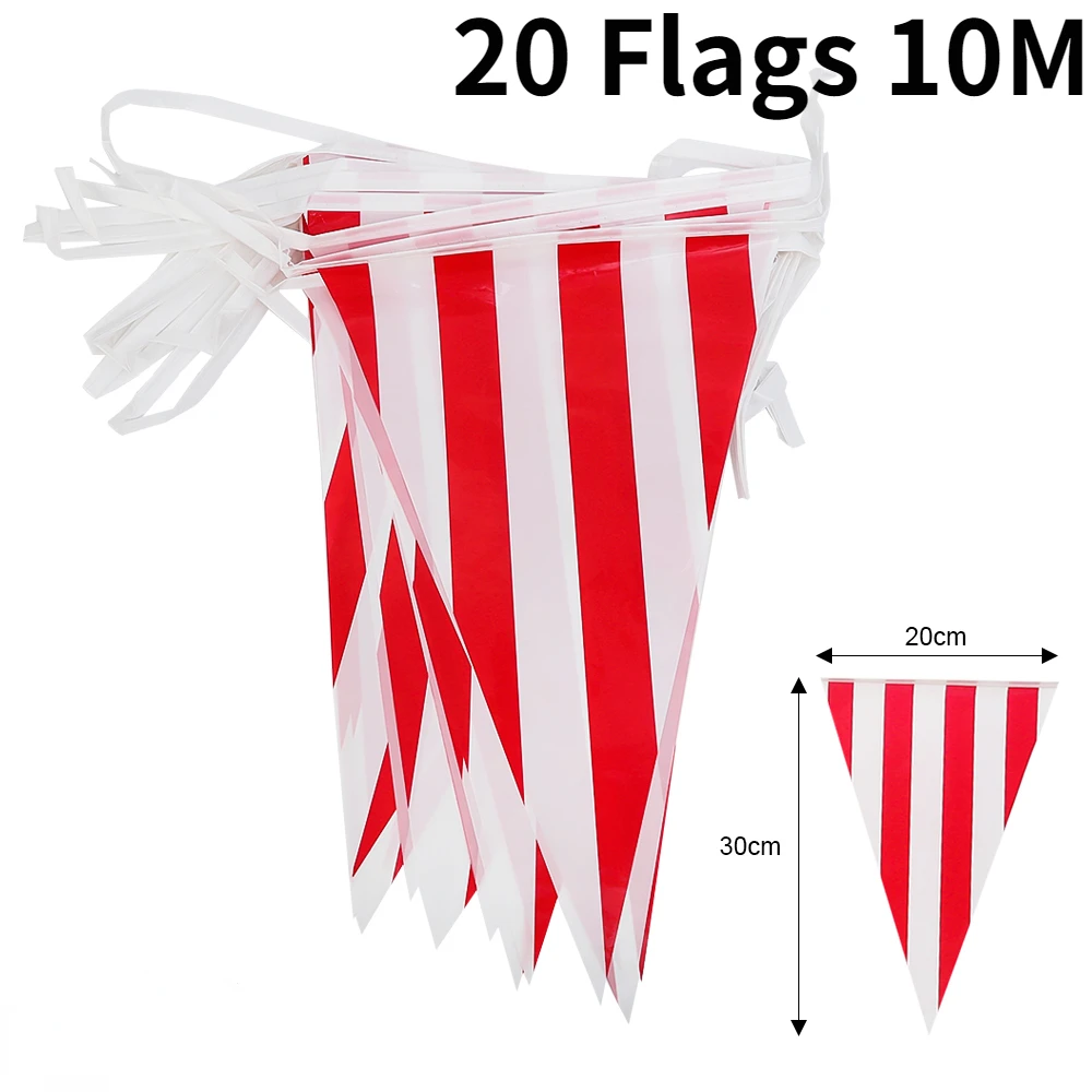 

Красный белый полосатый треугольный флаг 10 метров