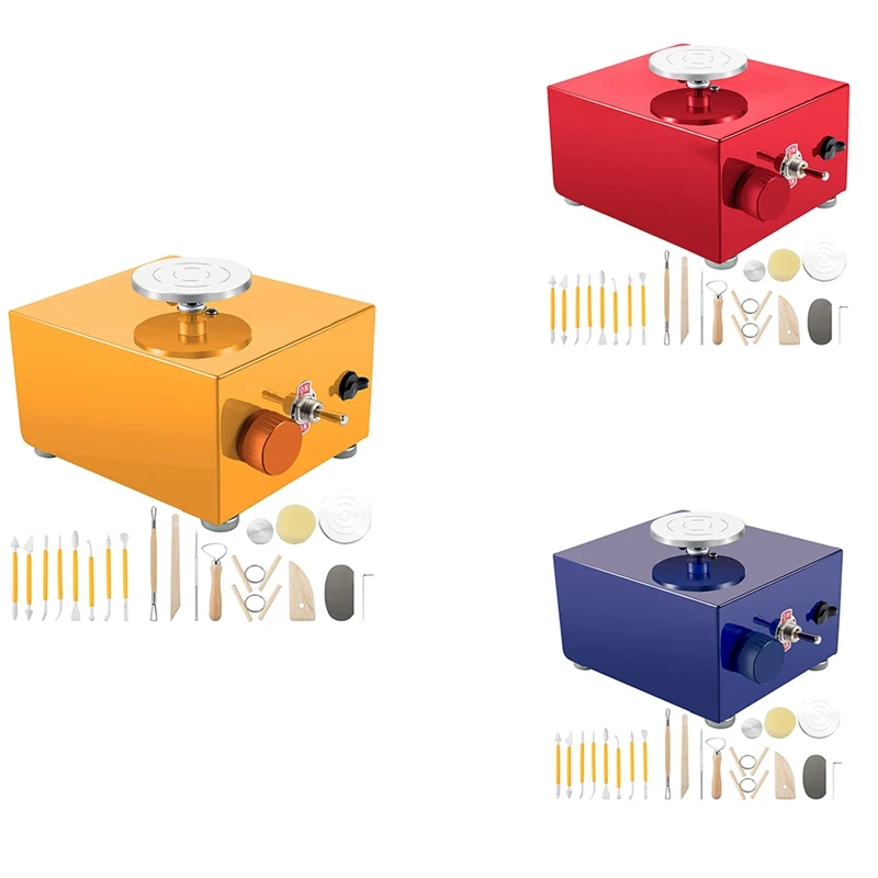 

Mini Pottery Wheel 30W Ceramic Wheel Adjustable Speed Clay Machine Electric Engraving Kit,For Art Craft Work US Plug